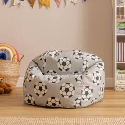 icon Kids Printed Football Childrens Childrens Bean Bag Armchair in Pale Grey - Size: Medium - thumbnail 1