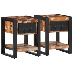 Berkfield Home Bedside Cabinets 2 pcs Multicolour Solid Rough Wood Mango - thumbnail 1