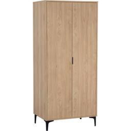 Seconique Miami 2 Door Wardrobe - Oak Effect / Black in Light Oak - thumbnail 2