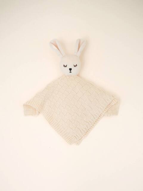 Truly Cotton Knitted Bunny Baby Comforter in Nude - image 1