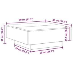 Berkfield Home Modern Black Oak Coffee Table - 80x80x31 cm Made of Engineered Wood - Size: 80 x 80 x 31 cm - thumbnail 7