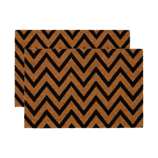 Nicola Spring Coir Door Mats - 60 x 40cm - Zig Zag - Set of 2 - Size: 40 cm x 60 cm - image 1