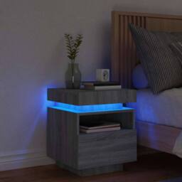 Berkfield Home Decorative Bedside Cabinet with LED Lights Grey Sonoma 40x39x48.5 cm - thumbnail 2