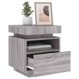 Berkfield Home Decorative Bedside Cabinet with LED Lights Grey Sonoma 40x39x48.5 cm - thumbnail 4