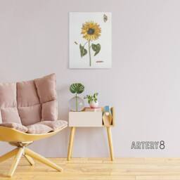 "Artery8 Sunflower Caterpillar & Two Butterflies Teyler Canvas Wall Art in White - Size: W18"" x H24""" - thumbnail 3