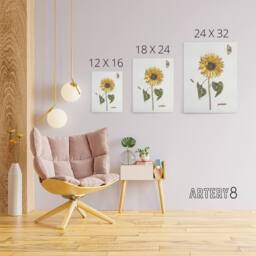 "Artery8 Sunflower Caterpillar & Two Butterflies Teyler Canvas Wall Art in White - Size: W18"" x H24""" - thumbnail 4