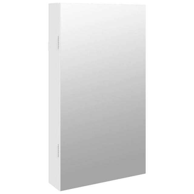 Berkfield Home Mirror Jewellery Cabinet with LED Lights Wall Mounted White - image 1