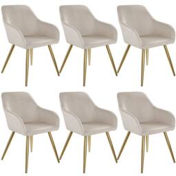 tectake Accent Chair Marilyn Set Of 6 - Taupe/Gold in Taupe - Size: 6 Pack