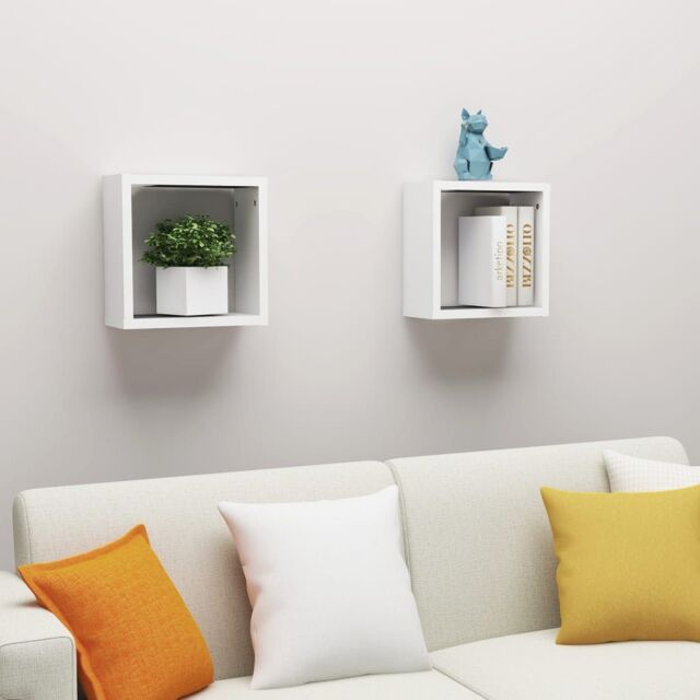 Berkfield Home Wall Cube Shelves 2 pcs White 30x15x30 cm - Size: 30 x 15 x 30 cm - image 1