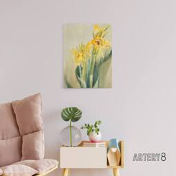 "Artery8 Yellow Canna Lily Flowers Canvas Wall Art Print Hannah Overbeck in Beige - Size: W18"" x H24""" - thumbnail 3