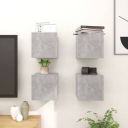 Berkfield Home Wall Mounted TV Cabinets 4 pcs Concrete Grey 30.5x30x30 cm - thumbnail 1