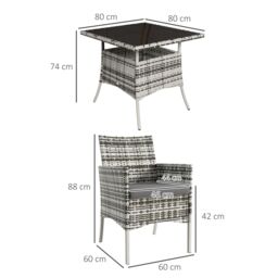 OUTSUNNY 4 Seater Rattan Garden Furniture Set Patio Conservatory in Grey - thumbnail 3