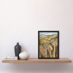 "Artery8 Cleveland Way Yorkshire Hiking Floral Ammonite Framed Art Print in Brown - Size: W12"" x H16""" - thumbnail 4