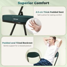 HOMCOM Folding Chairs Set of 4 with Cushioned Seat, Steel Frame in Teal - thumbnail 4