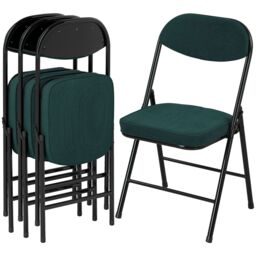 HOMCOM Folding Chairs Set of 4 with Cushioned Seat, Steel Frame in Teal - thumbnail 2