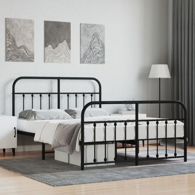 Berkfield Home Metal Bed Frame with Headboard & Footboard Black 140x200 cm - image 1
