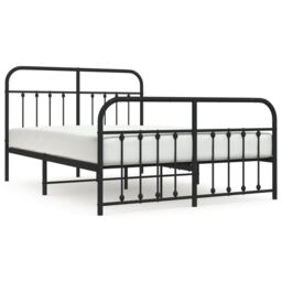 Berkfield Home Metal Bed Frame with Headboard & Footboard Black 140x200 cm - thumbnail 2