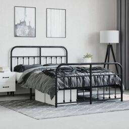 Berkfield Home Metal Bed Frame with Headboard & Footboard Black 140x200 cm - thumbnail 4