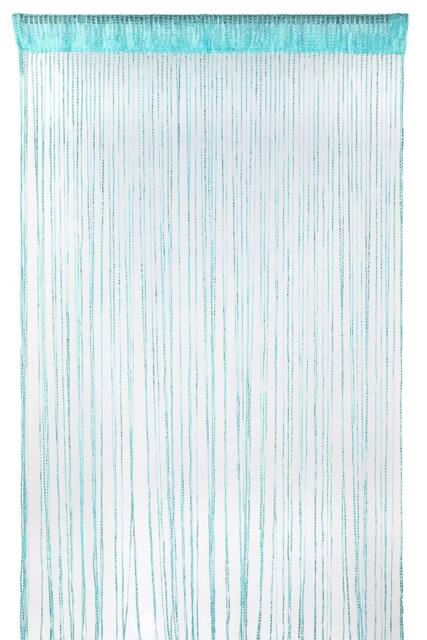 Neel Blue Glitter String Curtain Panel, Ivory, 200cm x 100cm in Turquoise - Size: 100 cm width x 200 cm drop - image 1