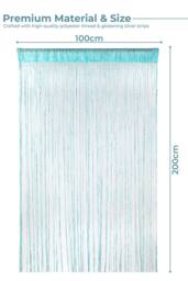 Neel Blue Glitter String Curtain Panel, Ivory, 200cm x 100cm in Turquoise - Size: 100 cm width x 200 cm drop - thumbnail 2