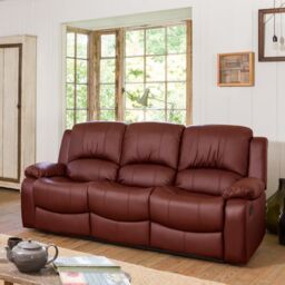 Artemis Home Glendale 3 Seat Manual Recliner Sofa in Burgundy