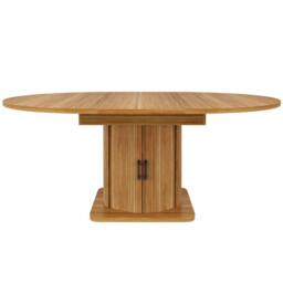 Merax Extendable Round To Oval Wooden Dining Table with Storage Drawer in Brown - thumbnail 5