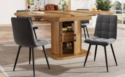 Merax Extendable Round To Oval Wooden Dining Table with Storage Drawer in Brown - thumbnail 4