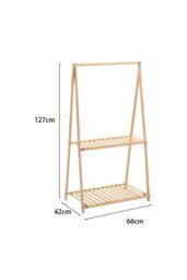 Living and Home 2-Tier Foldable Hanging Plant Stand Planter Shelves Flower Pot Organizer Rack in Natural - thumbnail 6