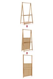 Living and Home 2-Tier Foldable Hanging Plant Stand Planter Shelves Flower Pot Organizer Rack in Natural - thumbnail 4