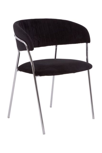 Orsina Tamzin Channel Chrome Finish Dining Chair in Black - image 1