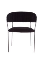 Orsina Tamzin Channel Chrome Finish Dining Chair in Black - thumbnail 2