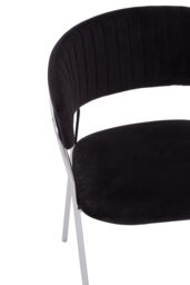 Orsina Tamzin Channel Chrome Finish Dining Chair in Black - thumbnail 5