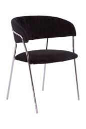 Orsina Tamzin Channel Chrome Finish Dining Chair in Black