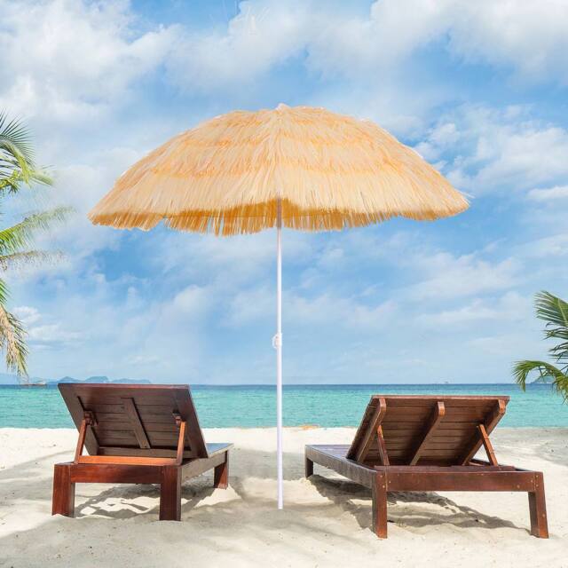 OUTSUNNY Patio Garden Hawaii Beach Sun Umbrella Sunshade Hawaiian Parasol in Yellow - image 1