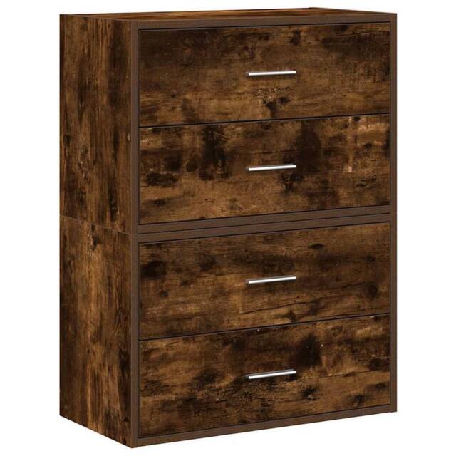Berkfield Home Cabinets with 2 Drawers 2 pcs Smoked Oak 60x31x40 cm Engineered Wood in Brown - Size: 60 x 31 x 40 cm - image 1