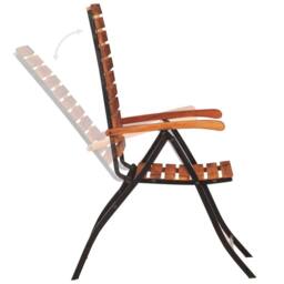 Berkfield Home Suitable 2 pcs Reclining Garden Chairs Solid Acacia Wood in Brown - thumbnail 4