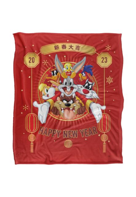 Warner Brothers Looney Tunes Year of The Rabbit Silky Touch Super Soft Throw Blanket in White - image 1