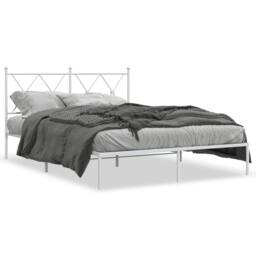 Berkfield Home Metal Bed Frame without Mattress with Headboard White 135x190cm - Size: 135x190 cm - thumbnail 3