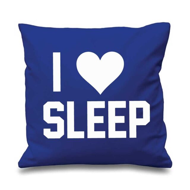 "60 SECOND MAKEOVER Blue Cushion Cover I Love Sleep 16"" x 16"" Daughter Friend Gift Decorative Cushion Home Horse Equestrian - Size: 40 cm x 40 cm"