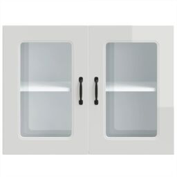 Berkfield Home Kitchen Wall Cabinet with Glass Door Kalmar High Gloss White Engineered Wood - thumbnail 6