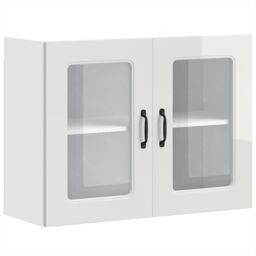 Berkfield Home Kitchen Wall Cabinet with Glass Door Kalmar High Gloss White Engineered Wood - thumbnail 2