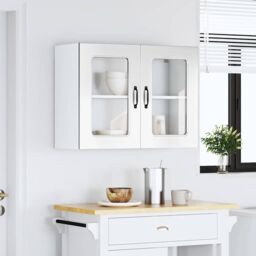Berkfield Home Kitchen Wall Cabinet with Glass Door Kalmar High Gloss White Engineered Wood - thumbnail 3