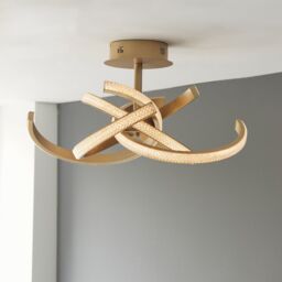 Loops Semi Flush Multi Arm Ceiling Light Fitting - Satin Gold & Clear Acrylic Detail - thumbnail 4