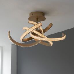 Loops Semi Flush Multi Arm Ceiling Light Fitting - Satin Gold & Clear Acrylic Detail - thumbnail 3