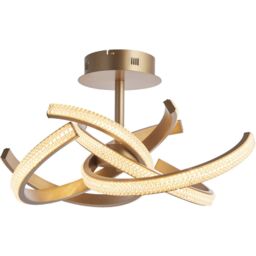 Loops Semi Flush Multi Arm Ceiling Light Fitting - Satin Gold & Clear Acrylic Detail