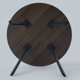 SONARA 100cm Round Dining Table with Dark Walnut Top & Flat Tube Metal Legs - thumbnail 6