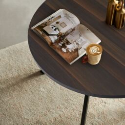SONARA 100cm Round Dining Table with Dark Walnut Top & Flat Tube Metal Legs - thumbnail 7