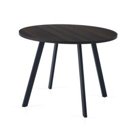 SONARA 100cm Round Dining Table with Dark Walnut Top & Flat Tube Metal Legs - thumbnail 2