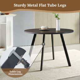 SONARA 100cm Round Dining Table with Dark Walnut Top & Flat Tube Metal Legs - thumbnail 5
