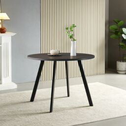 SONARA 100cm Round Dining Table with Dark Walnut Top & Flat Tube Metal Legs - thumbnail 1